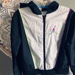 Jordan Black and White Raincoat with Color-Blocked Design